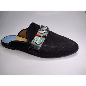 Libby Edelman Unique Black Fabric Slip On Flats Shoes